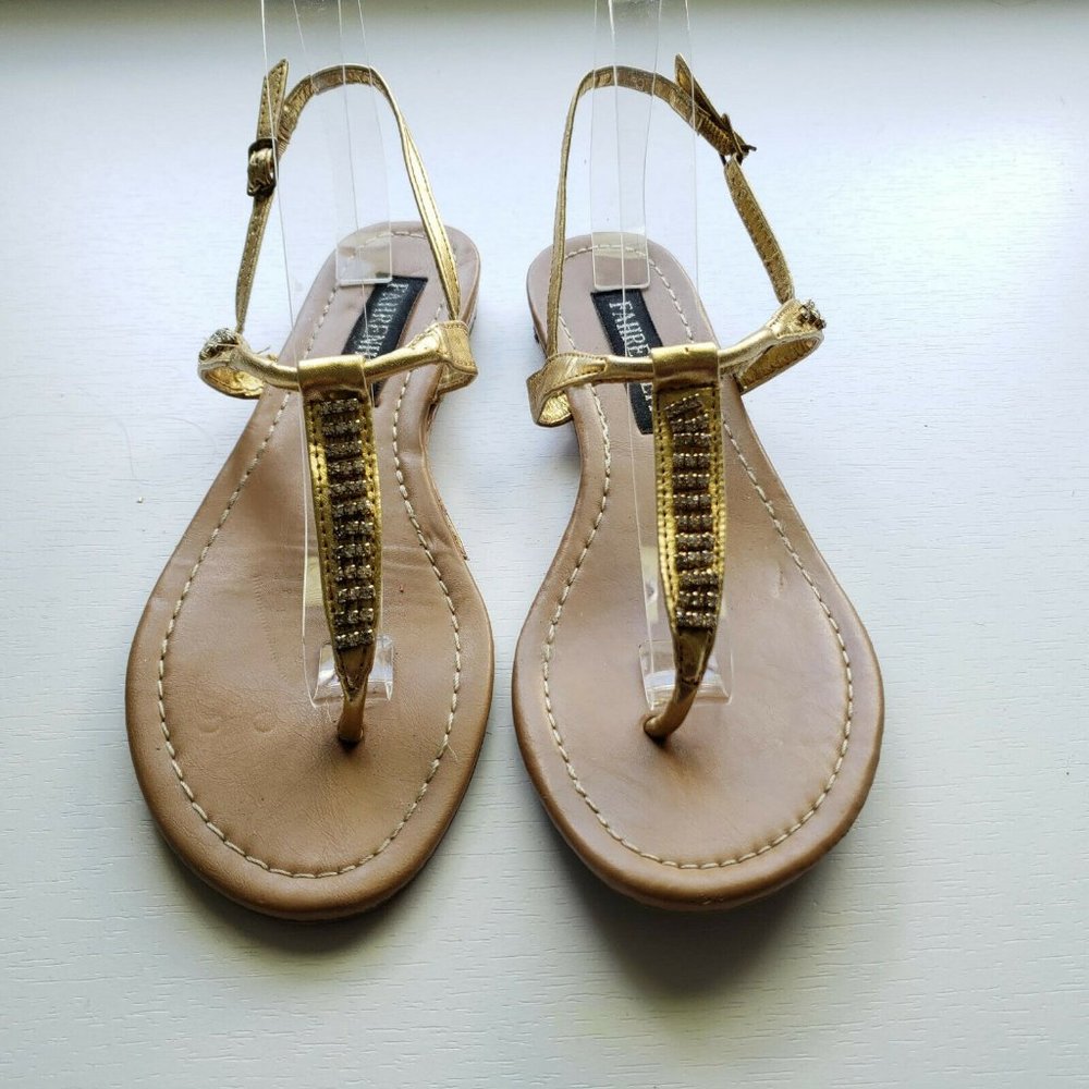 Fahrenheit Metalic Gold Sandals w/ Rhinestones - Picture 3 of 10